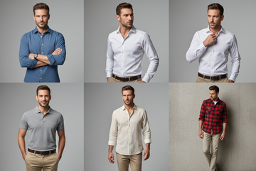 Wearing Men shirts in different poses 